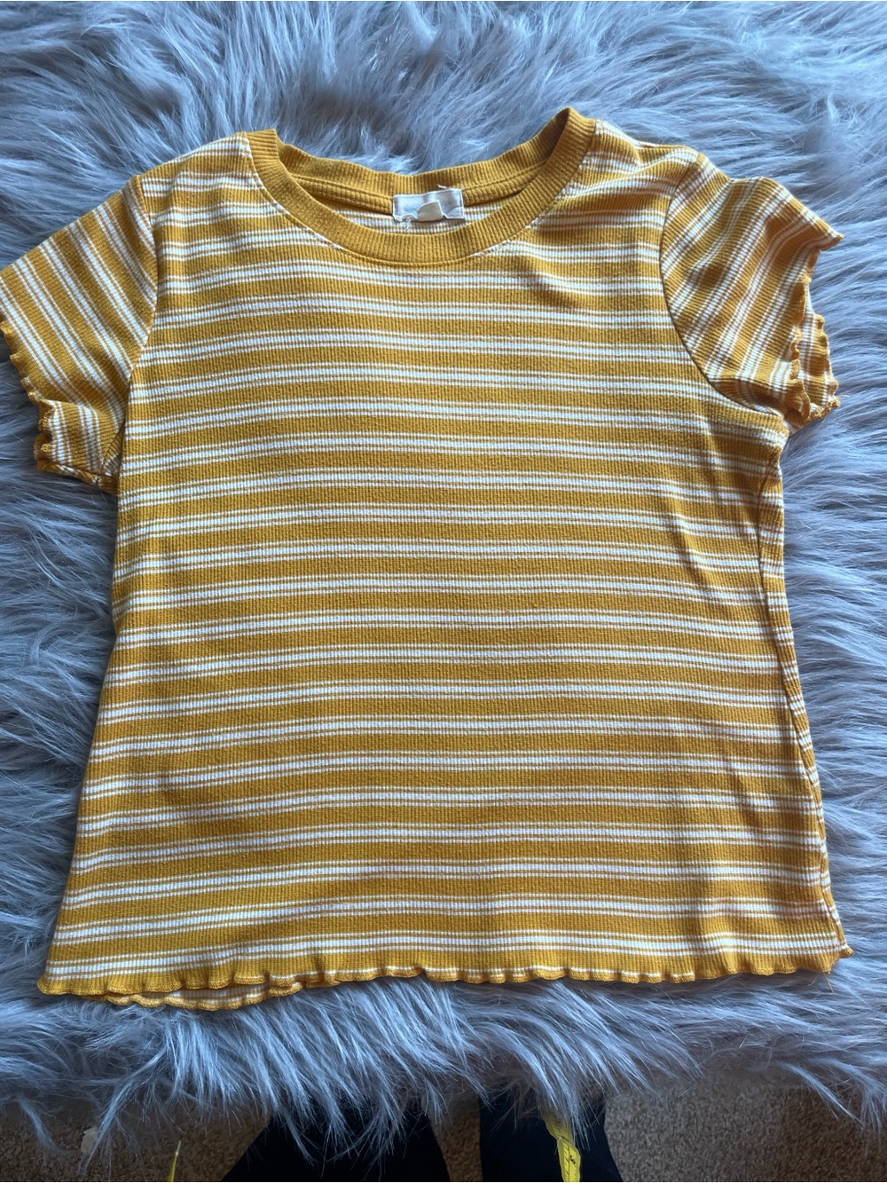 🪶Yellow Stripe Short Sleeve Kids Tee
